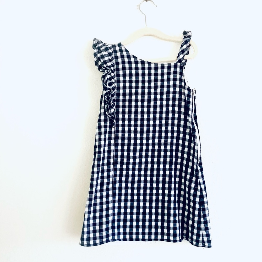NAUTICA 💯 Cotton Checkered One-Shoulder Gingham Ruffle Dress Sz 6